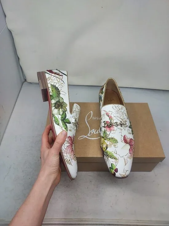 Christian Louboutin MENS White Dandyswing Floral Loafer - Picture 3 of 11